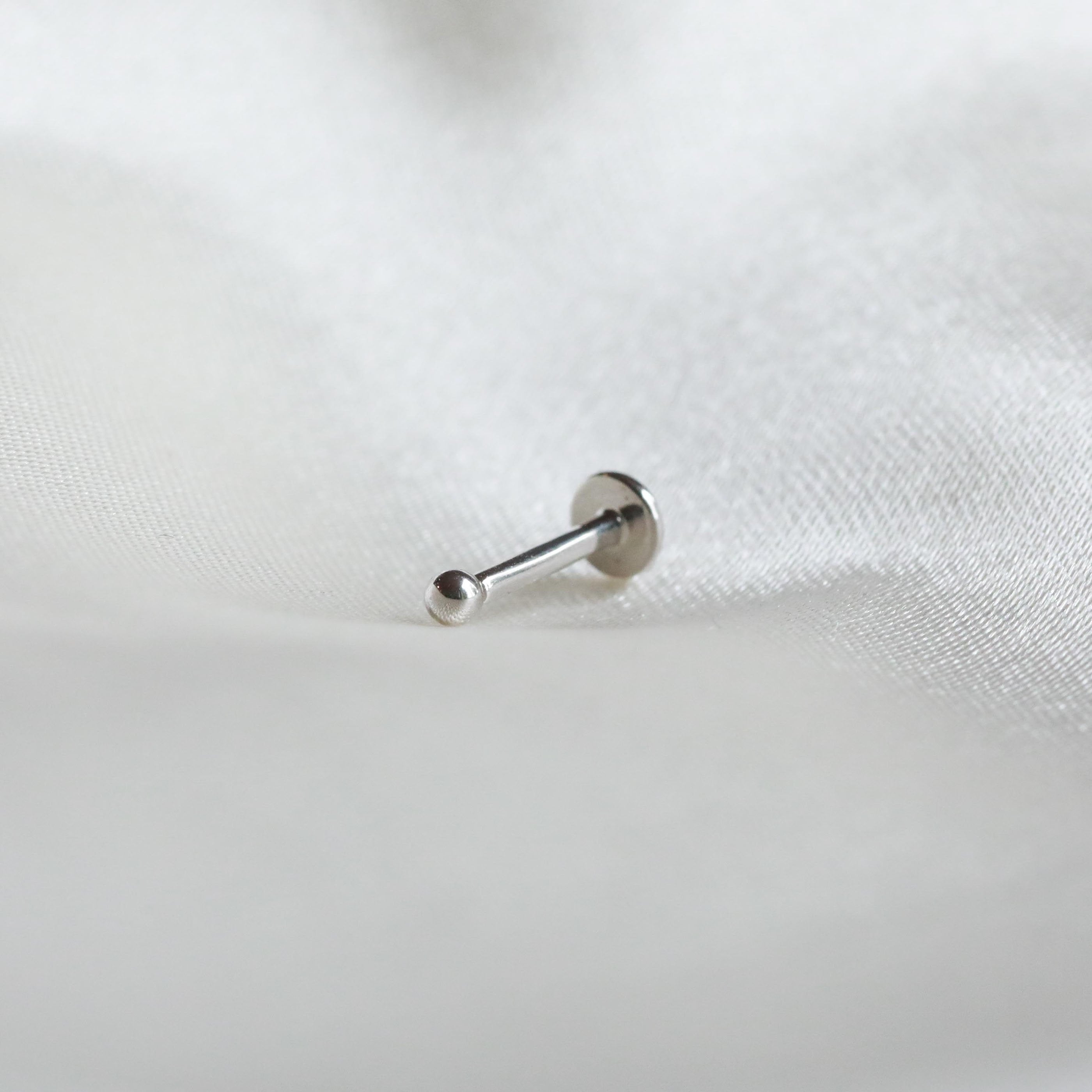 Solid White Gold Small Ball Piercing Stud
