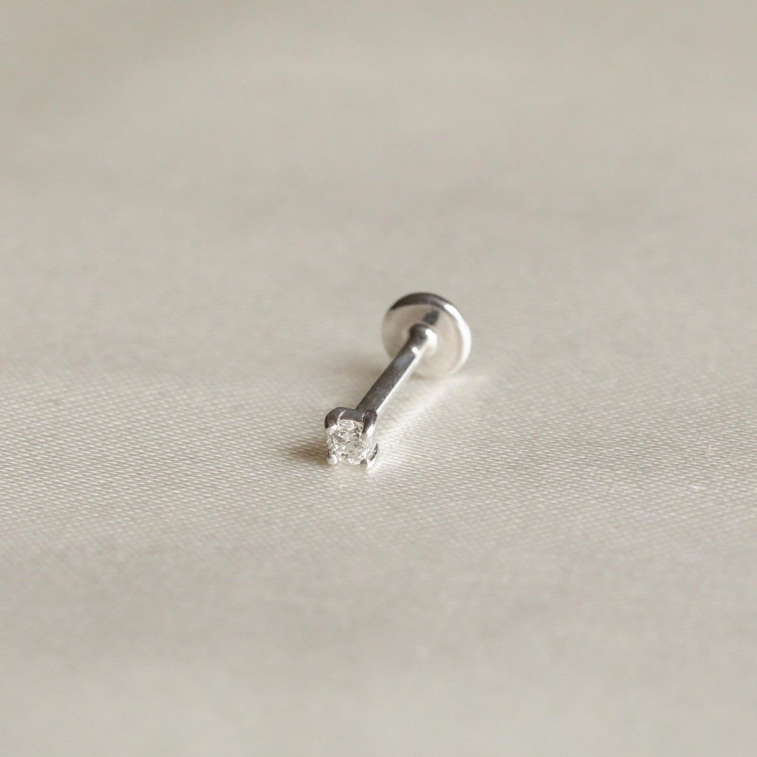 Solid White Gold Topaz Piercing Stud