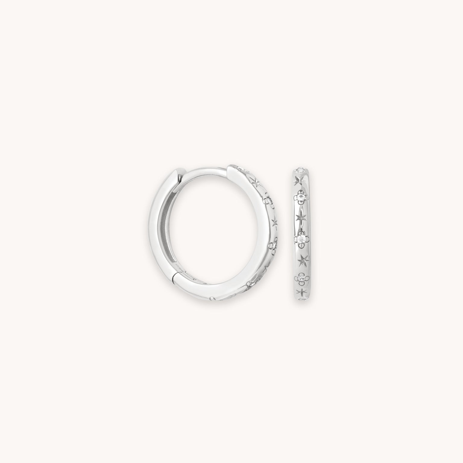 Prism Crystal Hoops in Silver