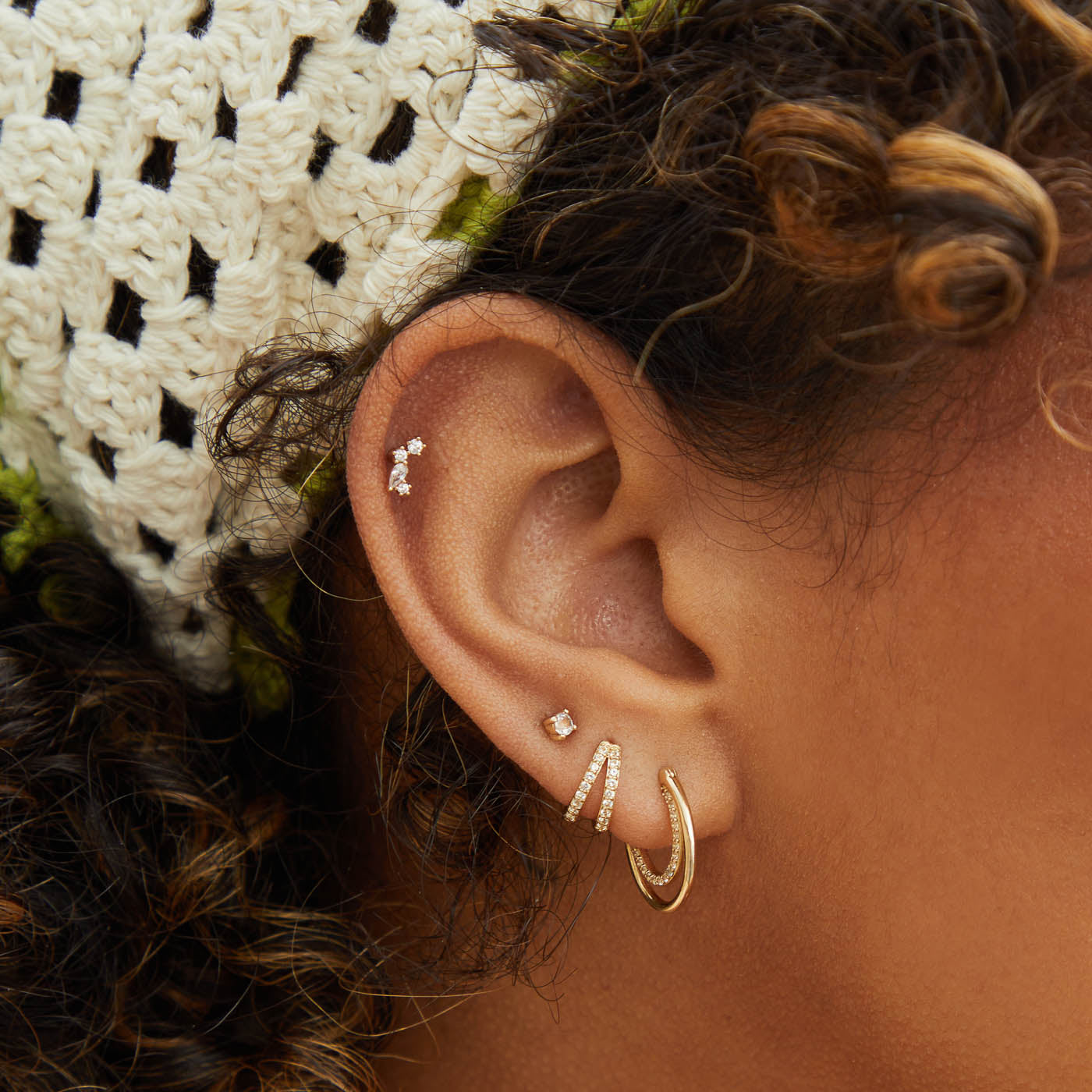 Duo Topaz Hoops in Solid Gold
