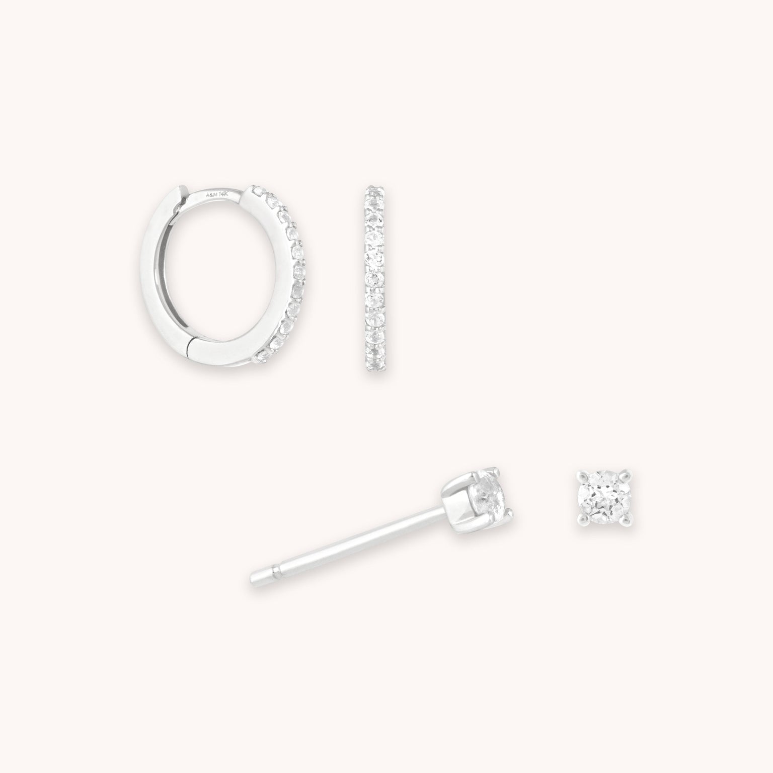 White Topaz Stacking Set in Solid White Gold Cut out