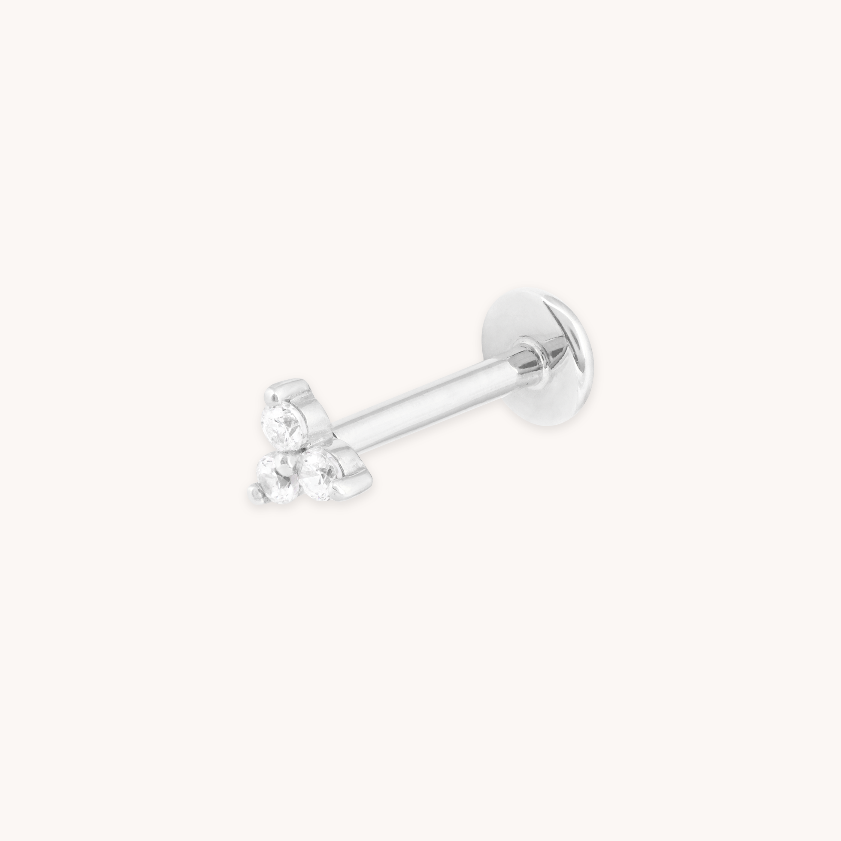 SOLID GOLD TRIPLE CRYSTAL PIERCING STUD CUT OUT