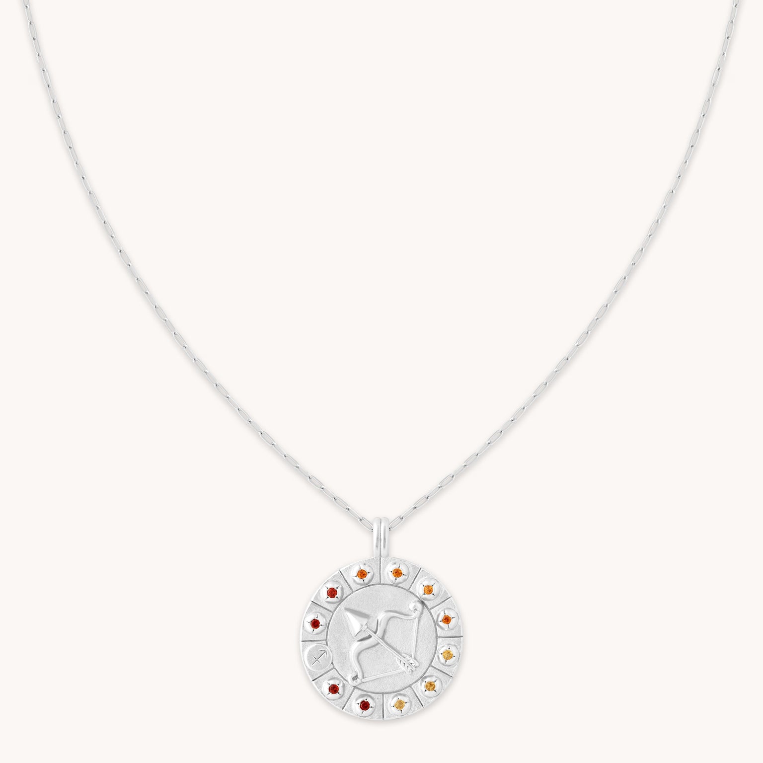 Sagittarius Bold Zodiac Pendant Necklace in Silver