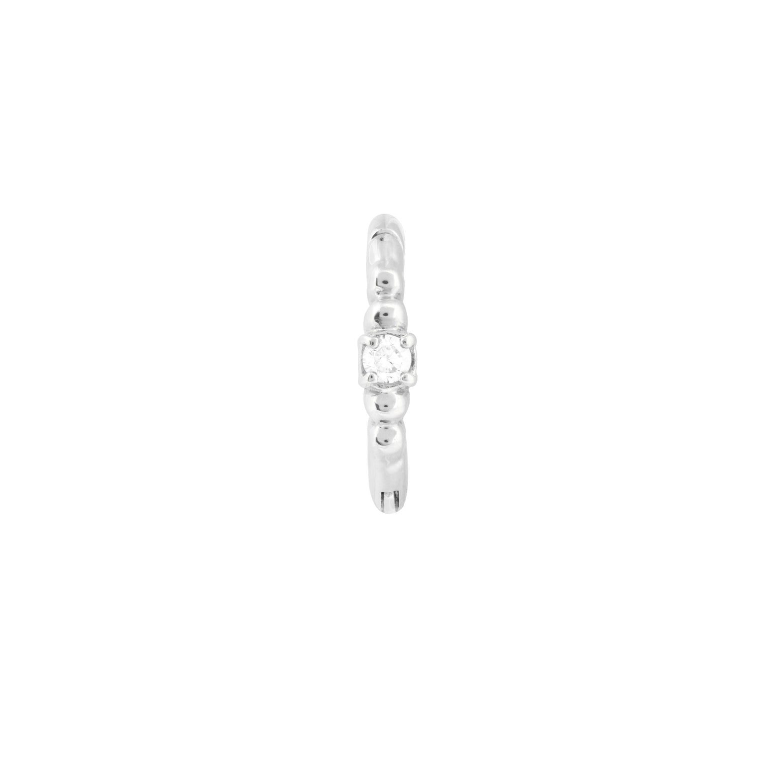 Solid White Gold Crystal Rook Hoop