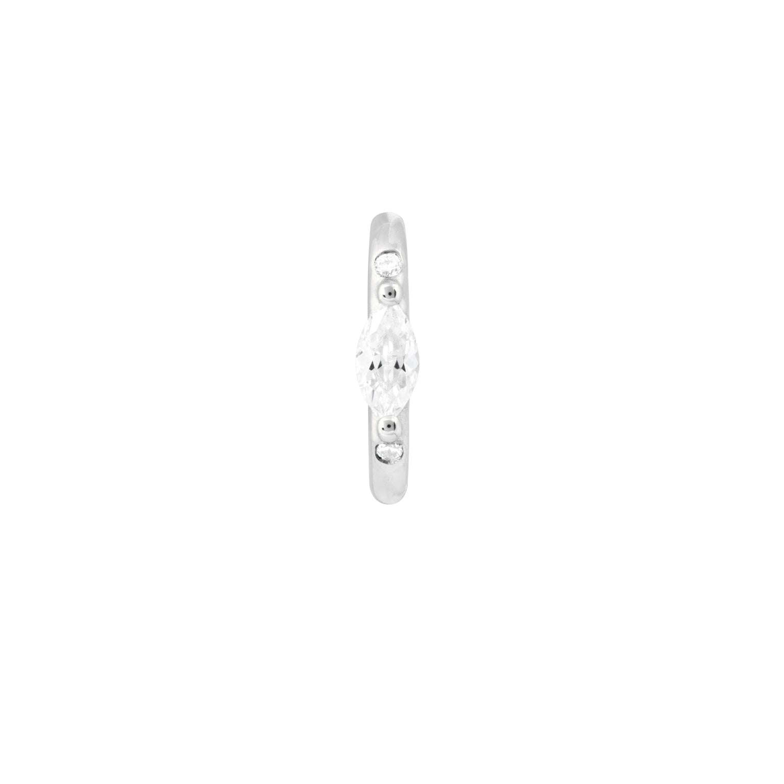 Solid White Gold Marquise Rook Hoop