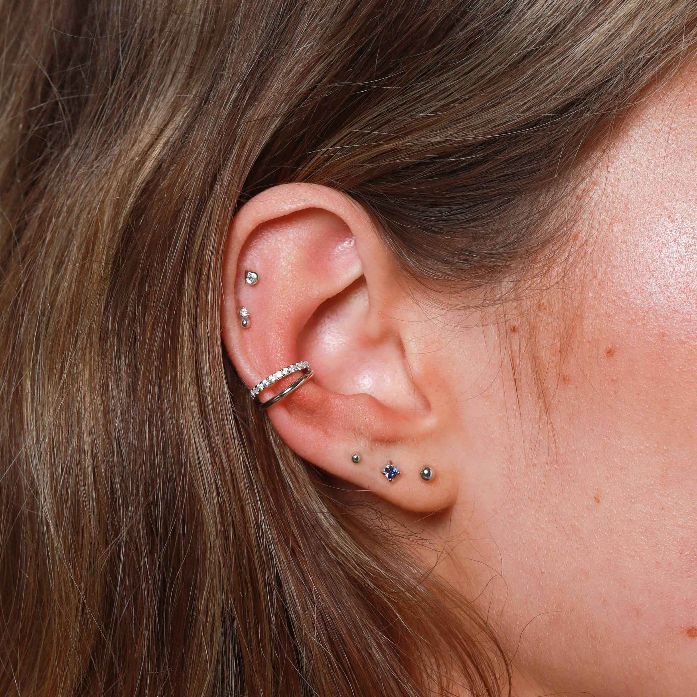 Small Ball Stud Earrings in Solid White Gold