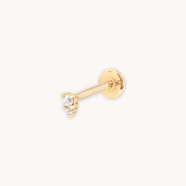 SOLID GOLD STACKED CRYSTAL PIERCING STUD CUT OUT