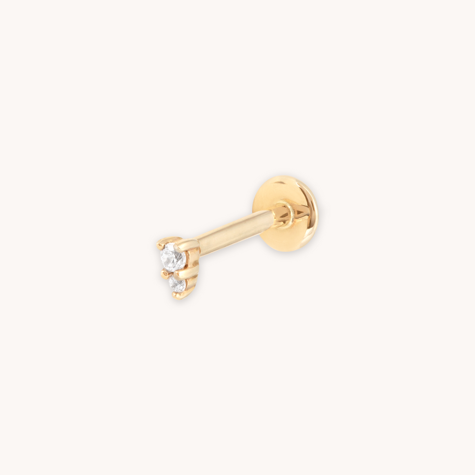 SOLID GOLD STACKED CRYSTAL PIERCING STUD CUT OUT