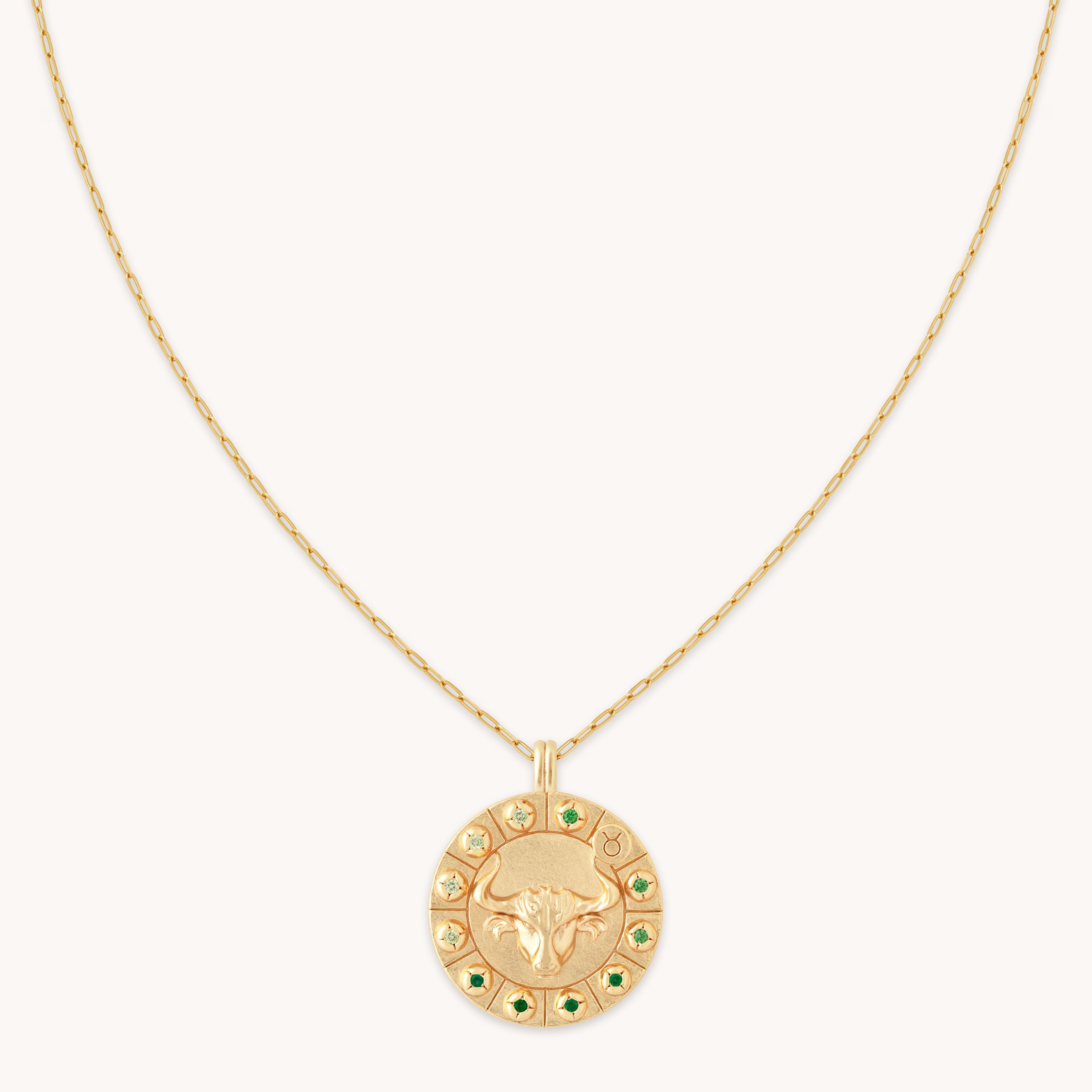 Taurus Gold Zodiac Bold Pendant Astrid Necklaces & Miyu 