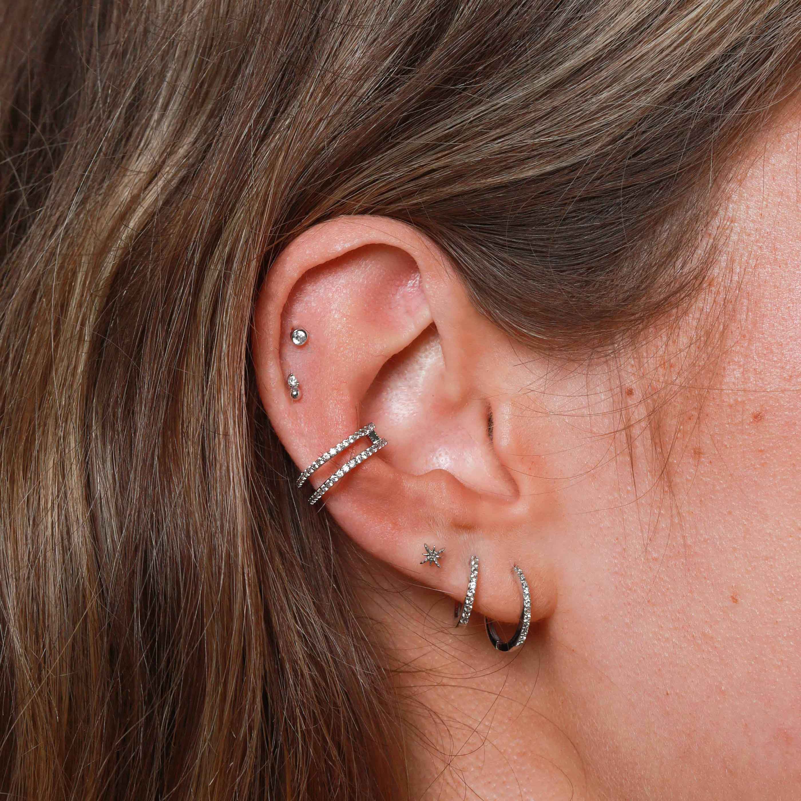 Twilight Stud Earrings in Solid White Gold