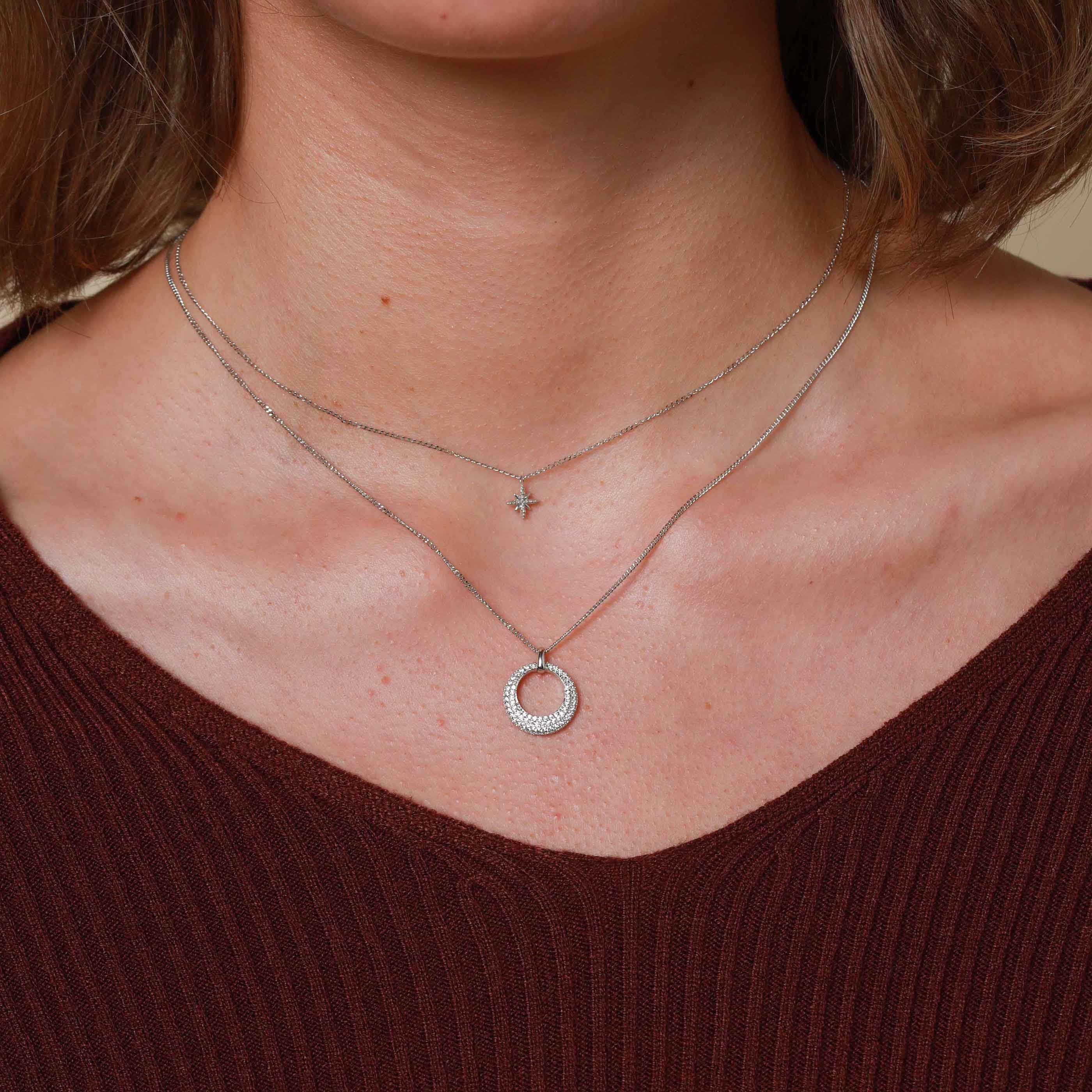 Twilight Pendant Necklace in Solid White Gold