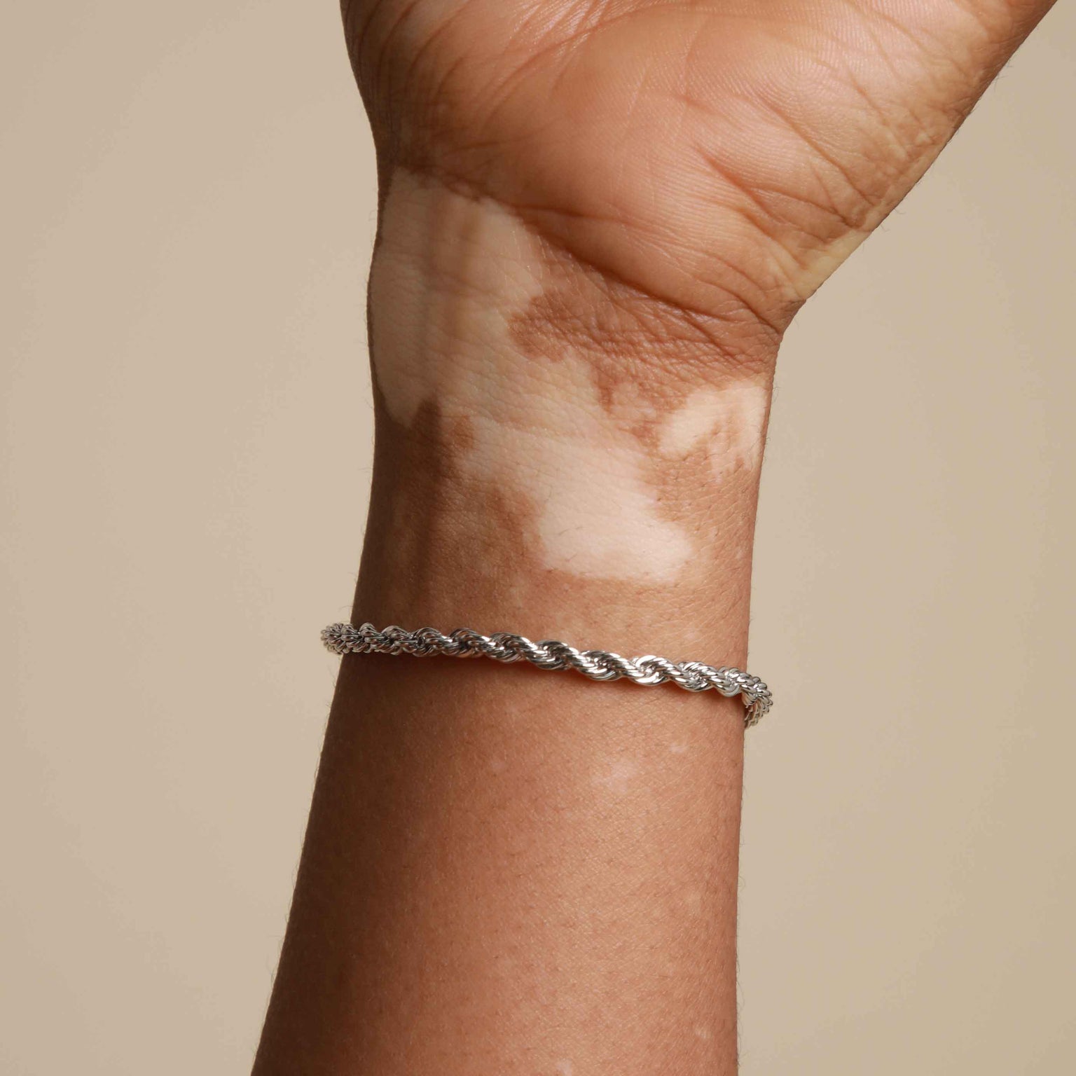 Rope Bold Chain Bracelet in Silver worn shot