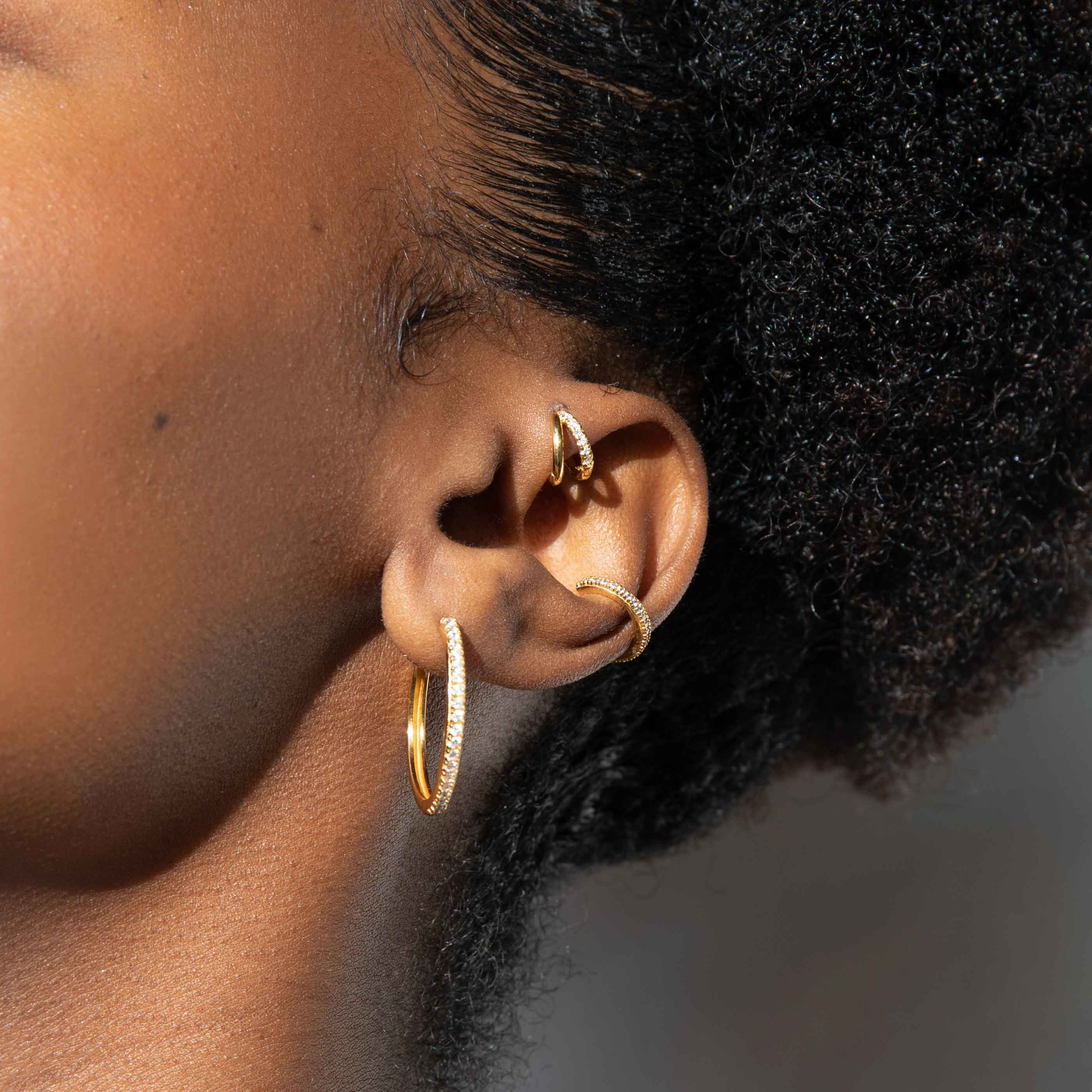 Illusion Crystal Hoop 6.5mm in Gold worn