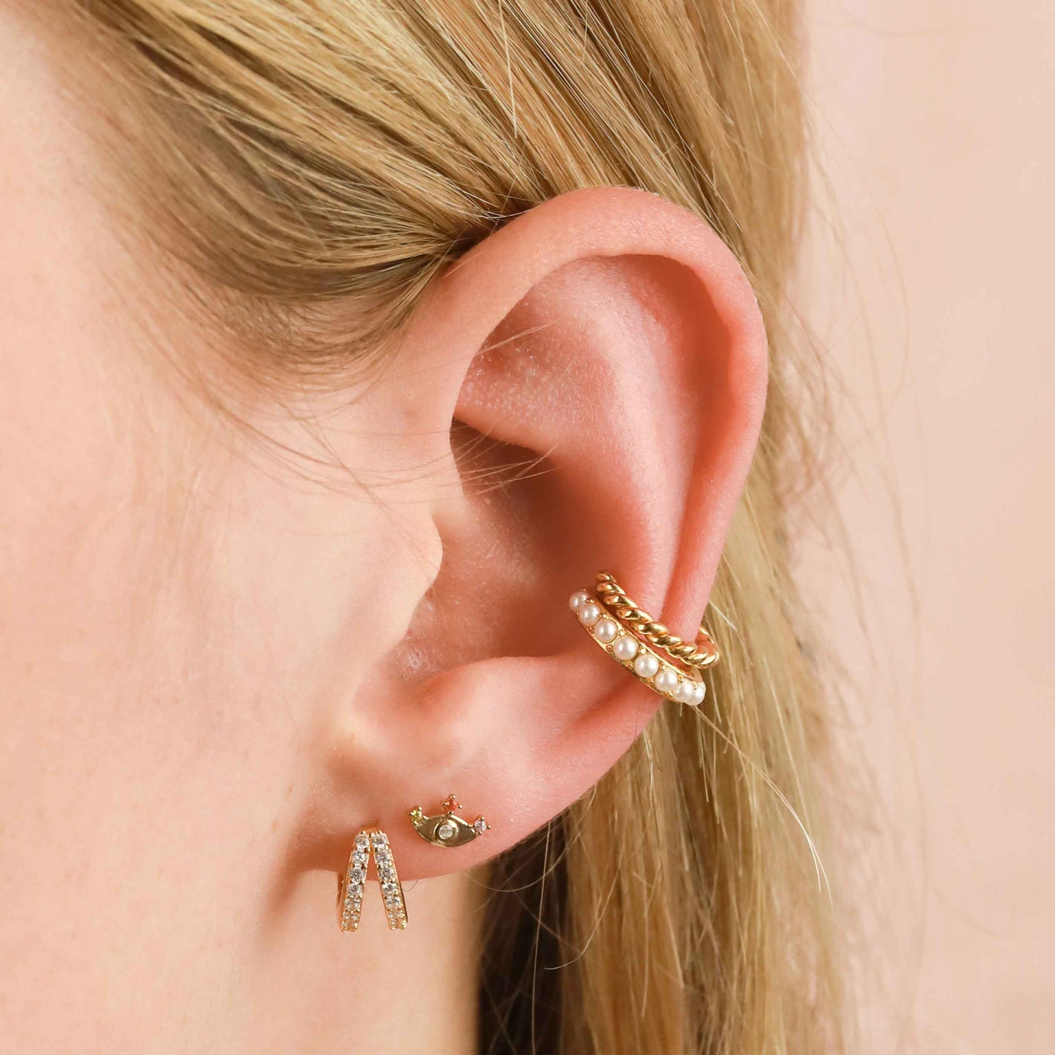 Illusion Crystal Huggies in Gold