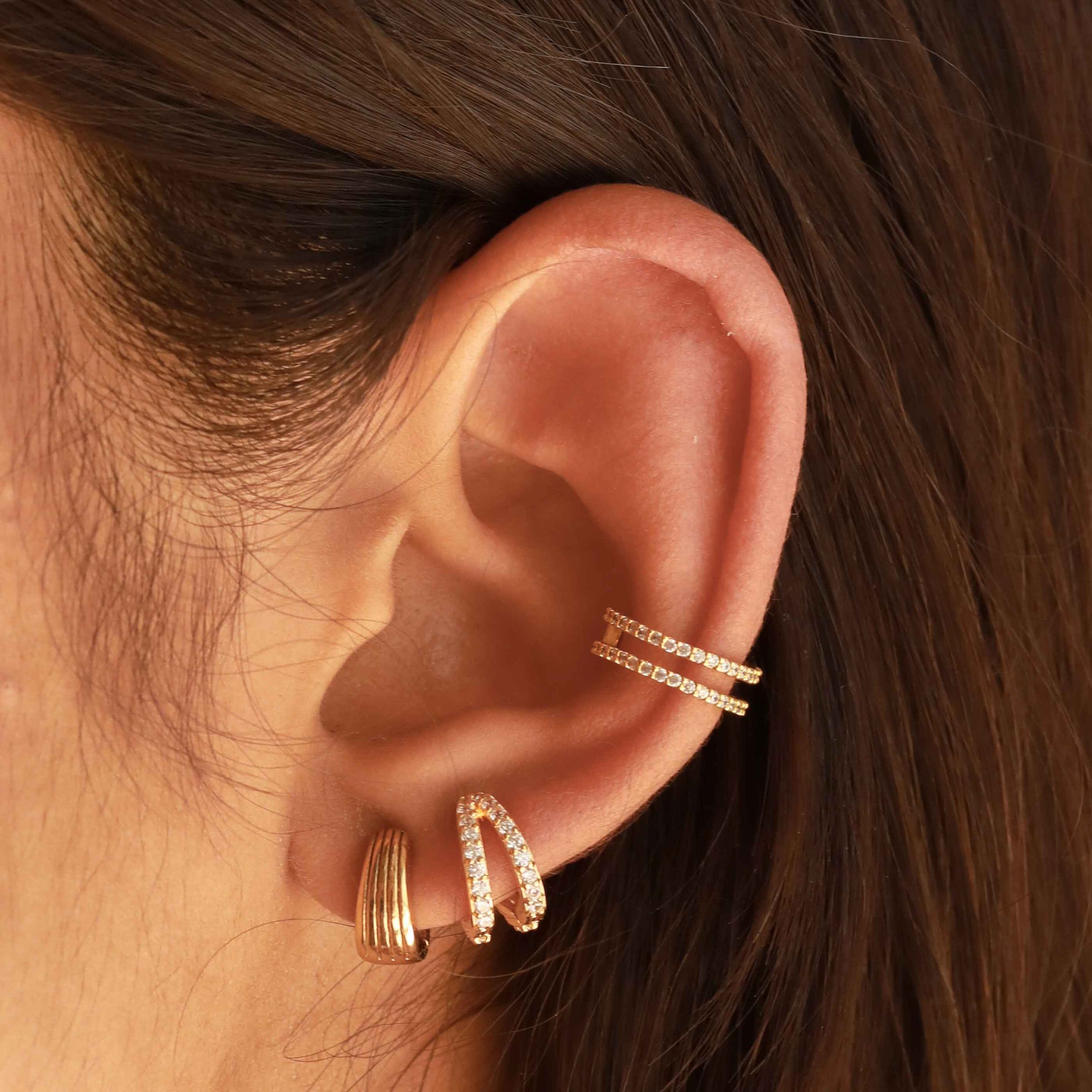 Illusion Crystal Huggies in Gold