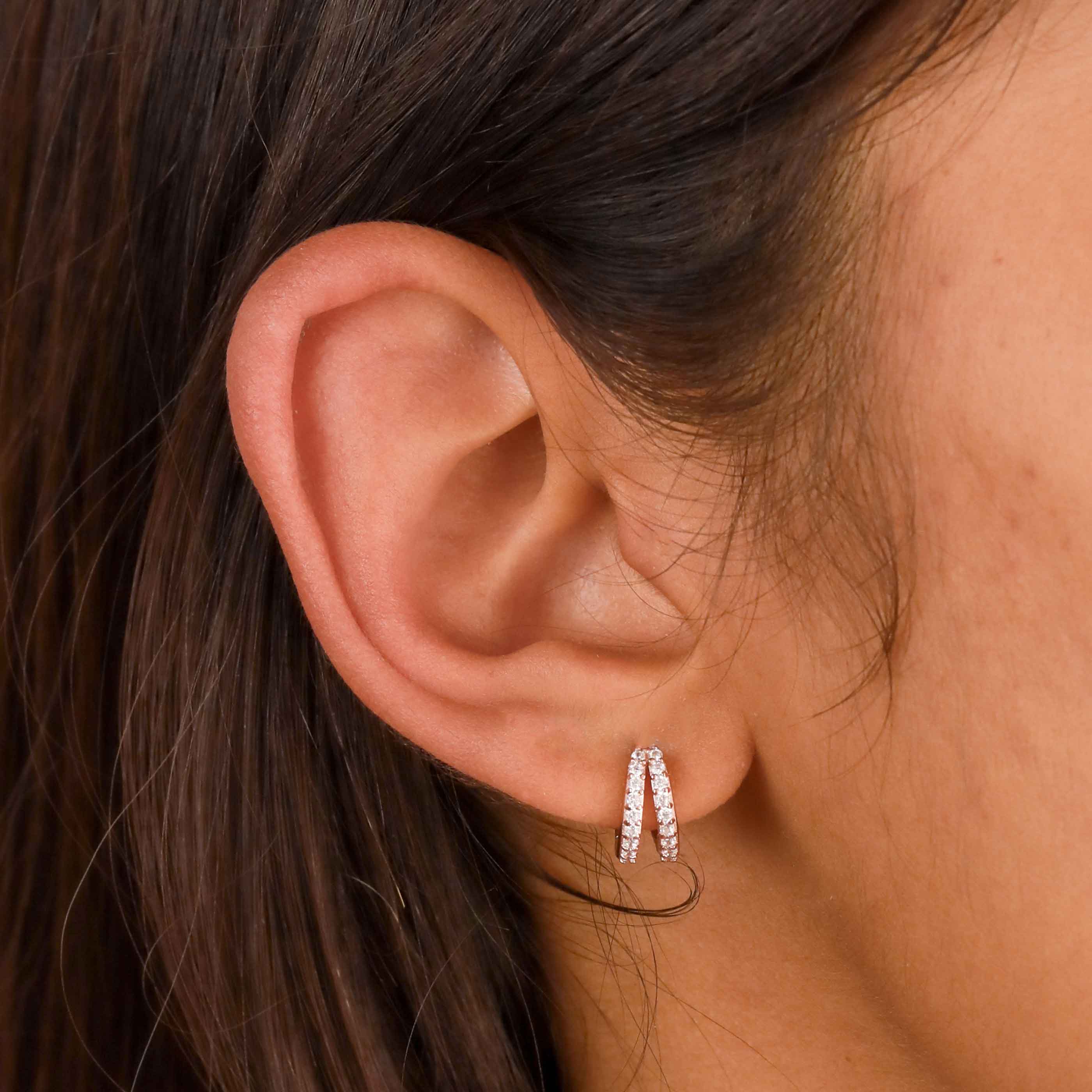 Illusion Crystal Huggies in Rose Gold