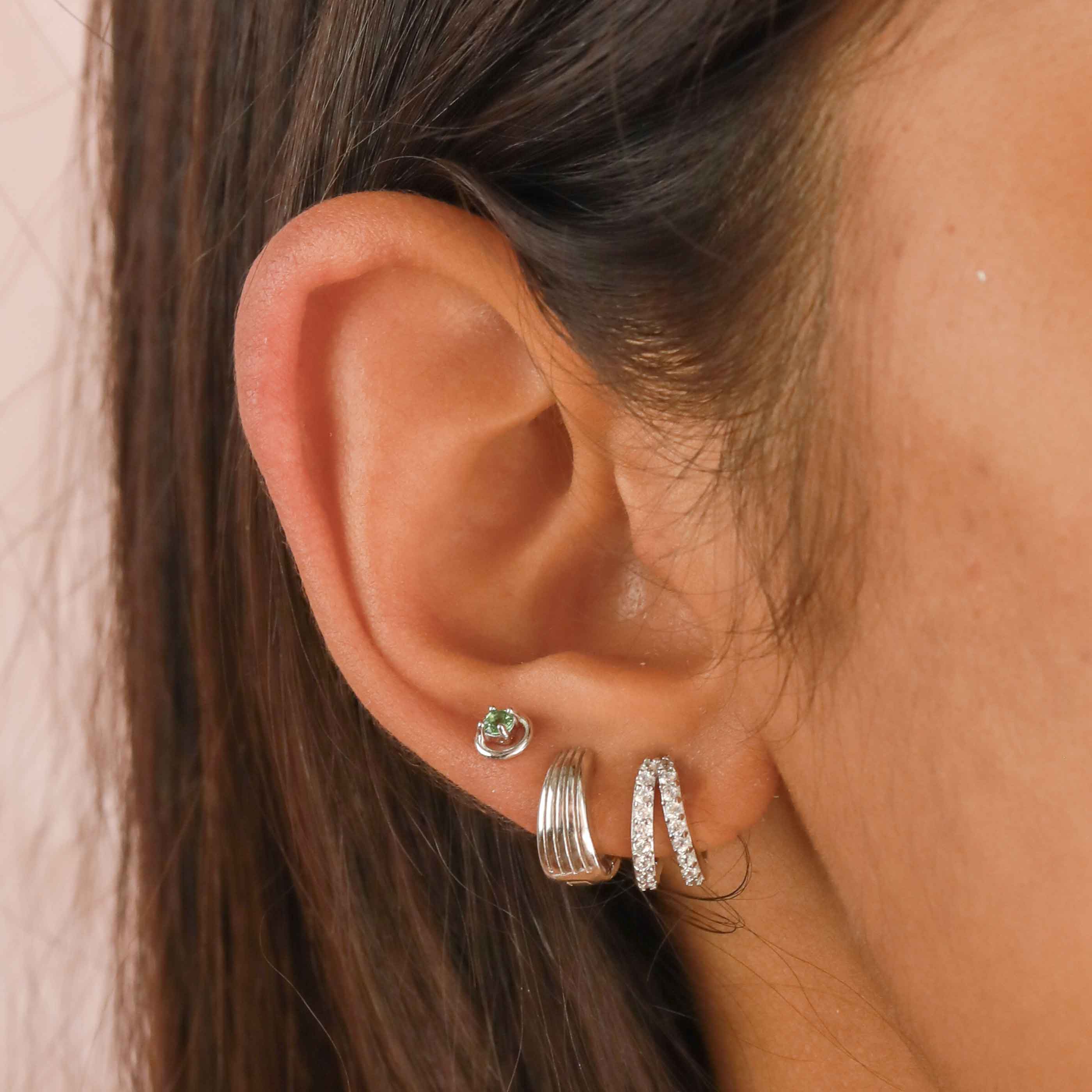 Illusion Crystal Huggies in Silver