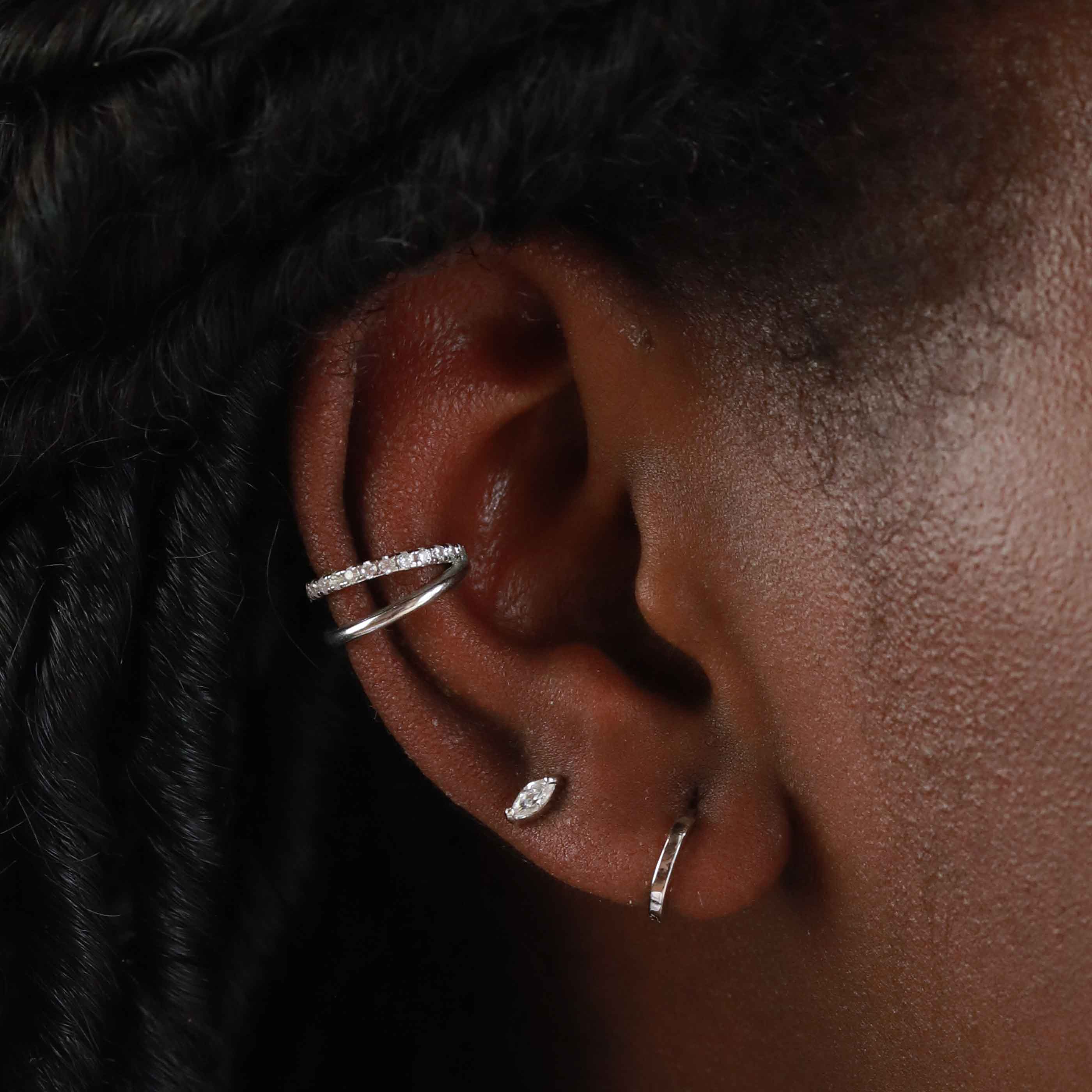 Illusion Crystal Ear Cuff in Silver