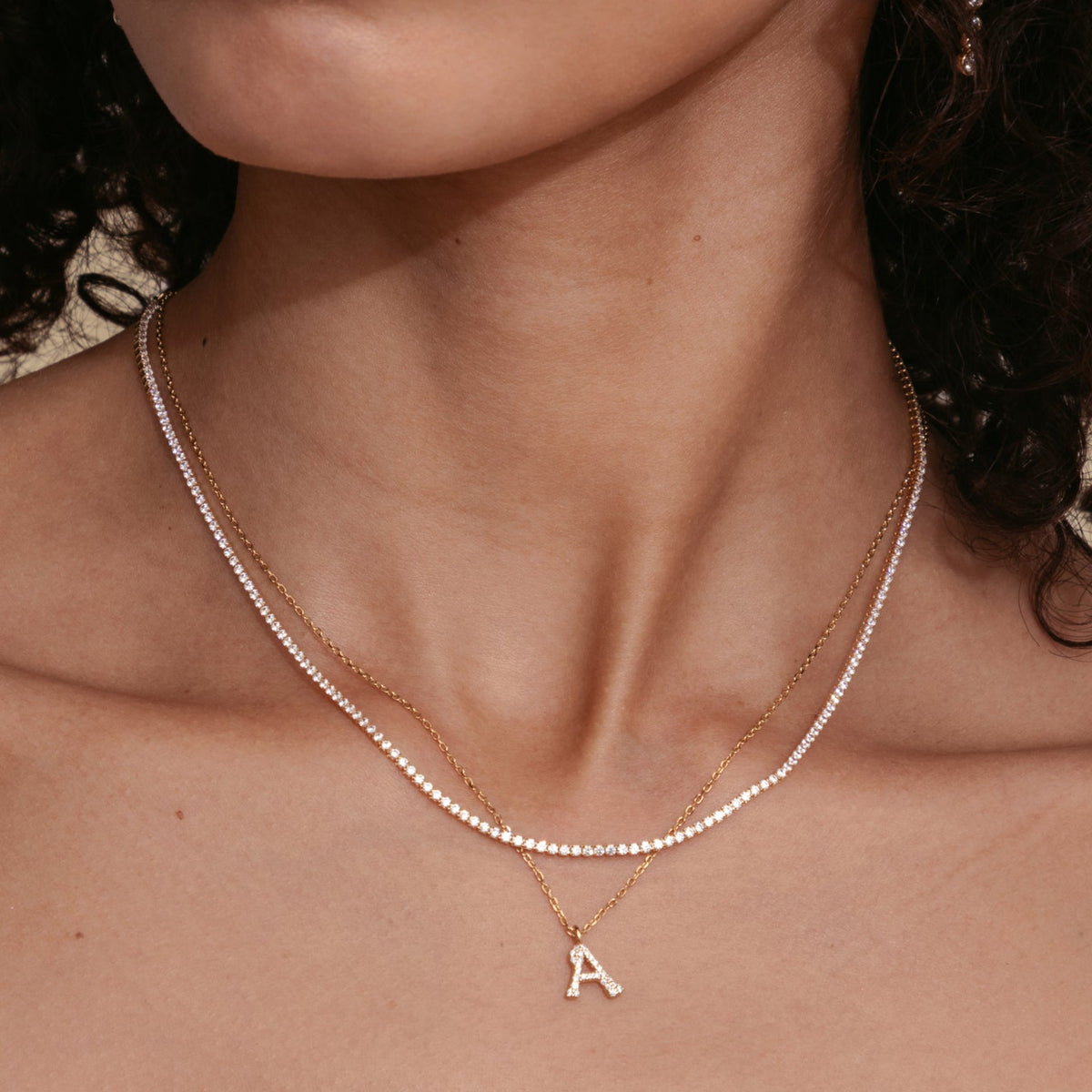 Initial Pavé Pendant Necklaces