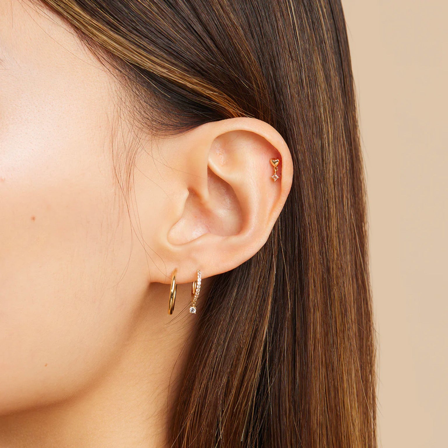 14K Solid Gold Dangle Cartilage Earring Stud/hidden Helix Piercing/conch  Piercing/curved Bar Piercing/tragus Rook Earlobe Studs/gift for Her - Etsy