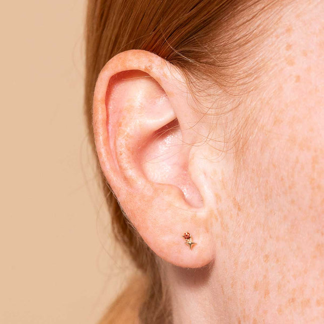 January Garnet Birthstone Earrings in Solid Gold