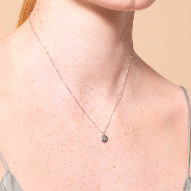 Birthstone Jewellery - March Aquamarine Birthstone Necklace in Solid White Gold - Pendant Necklace - Astrid & Miyu