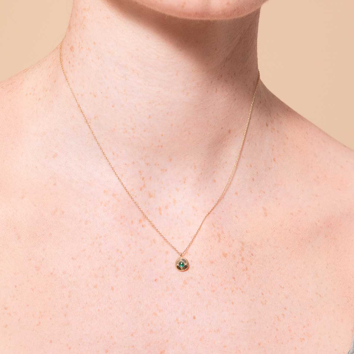 May Tsavorite Birthstone Necklace in Solid Gold