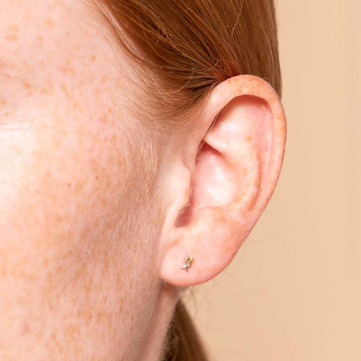 November Citrine Birthstone Earrings in Solid White Gold