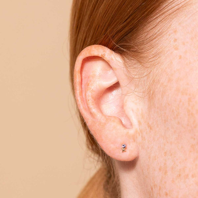 Birthstone Earrings - December Tanzanite Birthstone Earrings in Solid Gold - Stud Earrings - Astrid & Miyu