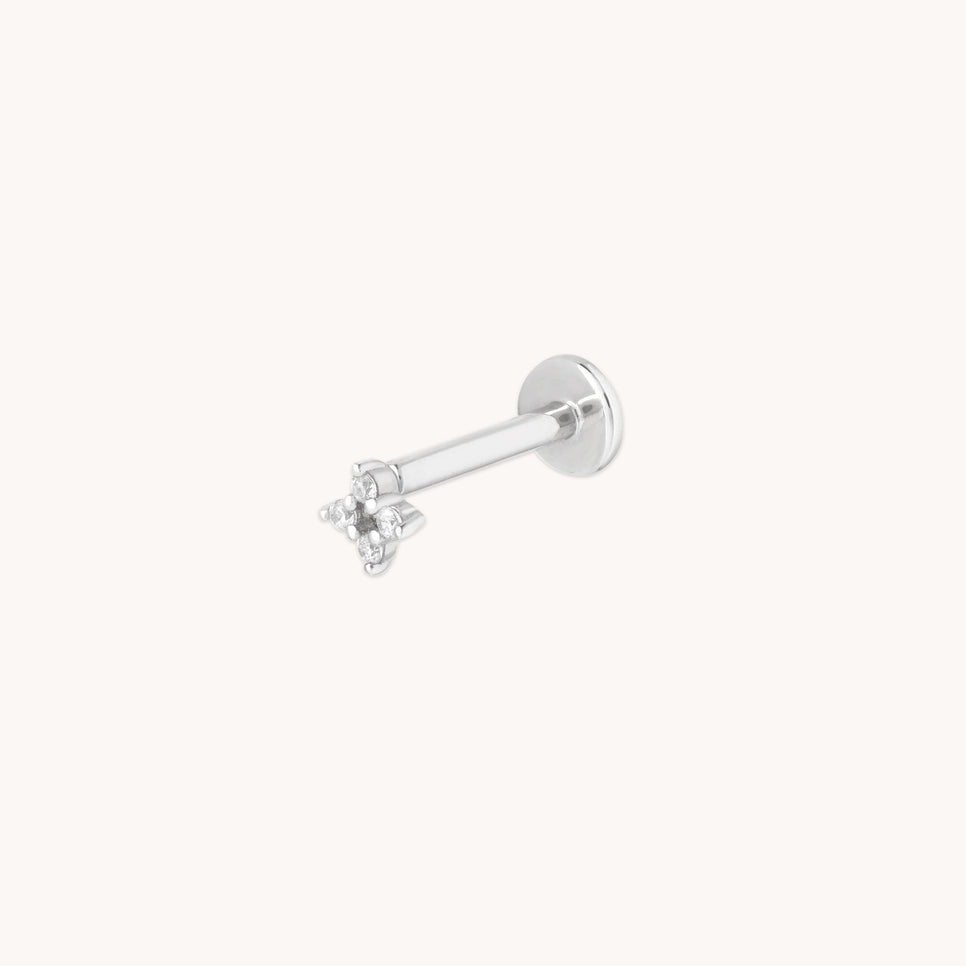 Cosmic Star Crystal Piercing Stud in Solid White Gold