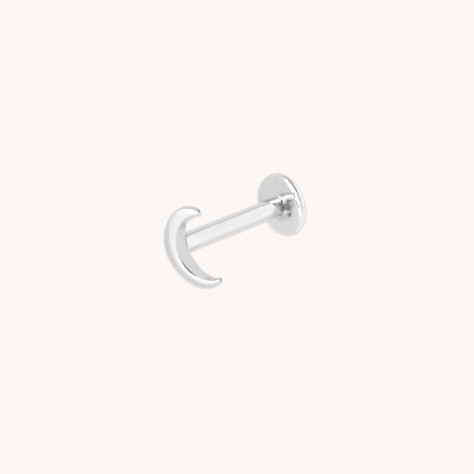 Moon Piercing Stud in Solid White Gold
