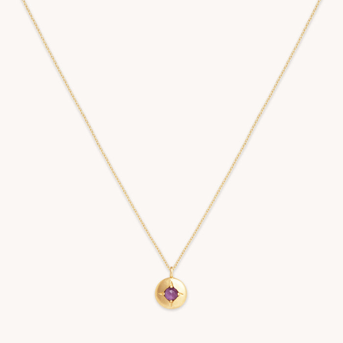 February Amethyst Birthstone Necklace in Solid Gold