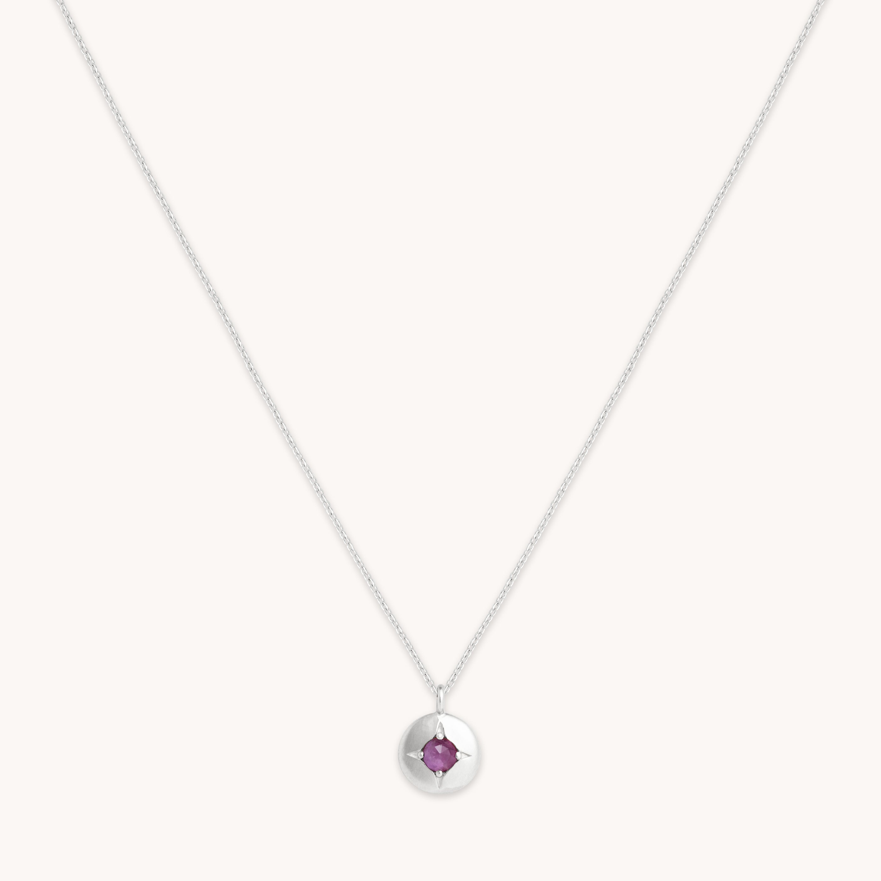 February Birthstone Necklace in Solid White Gold