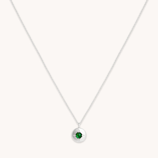 May Birthstone Necklace in Solid White Gold