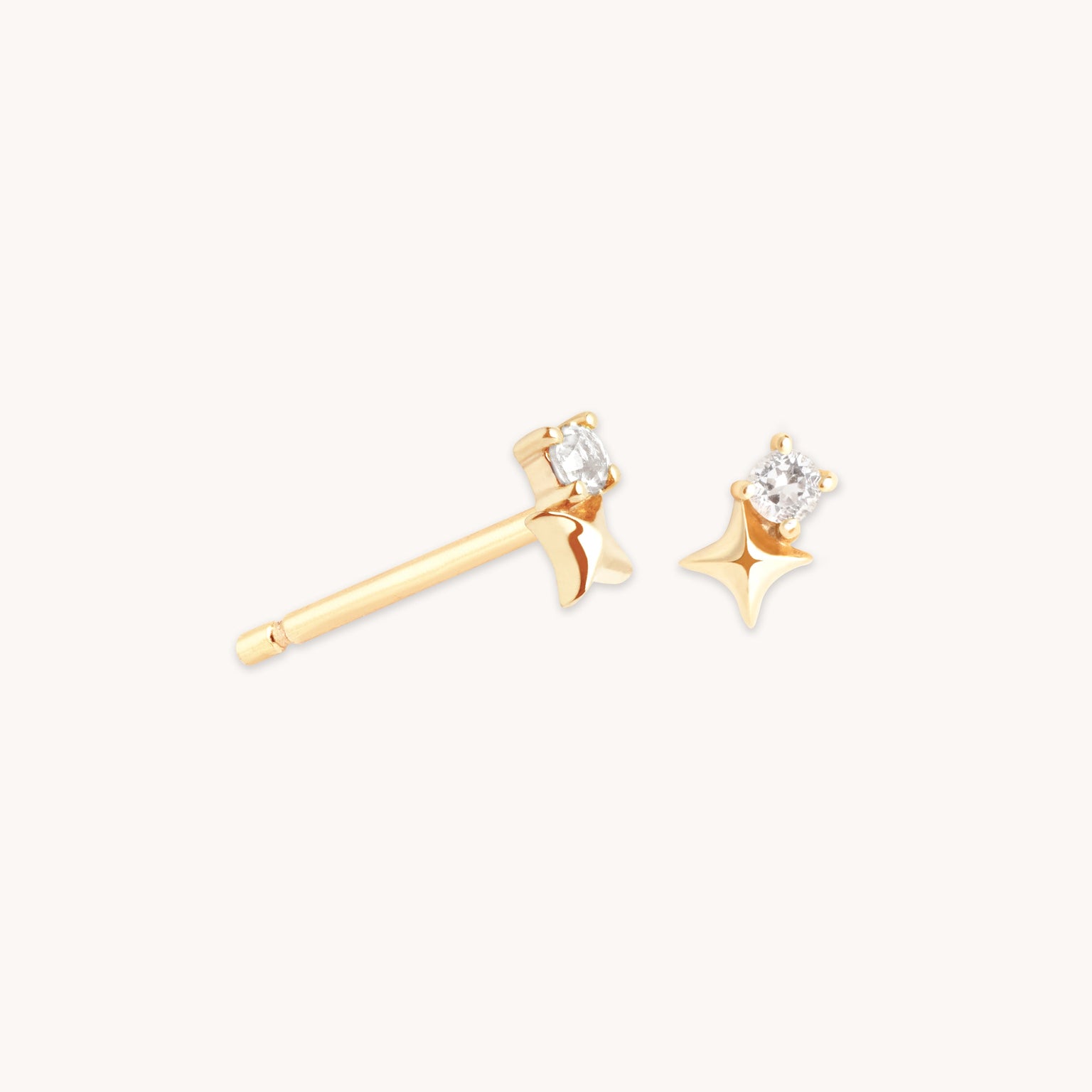 April White Topaz Birthstone Earrings in Solid Gold