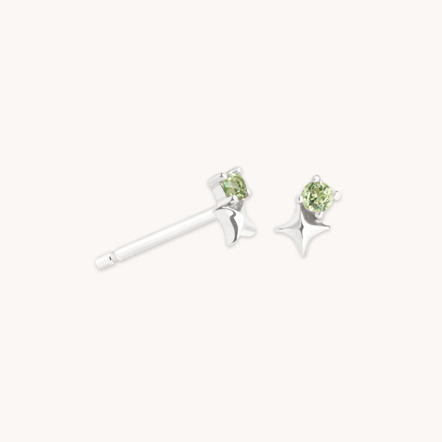 August Birthstone Earrings in Solid White Gold