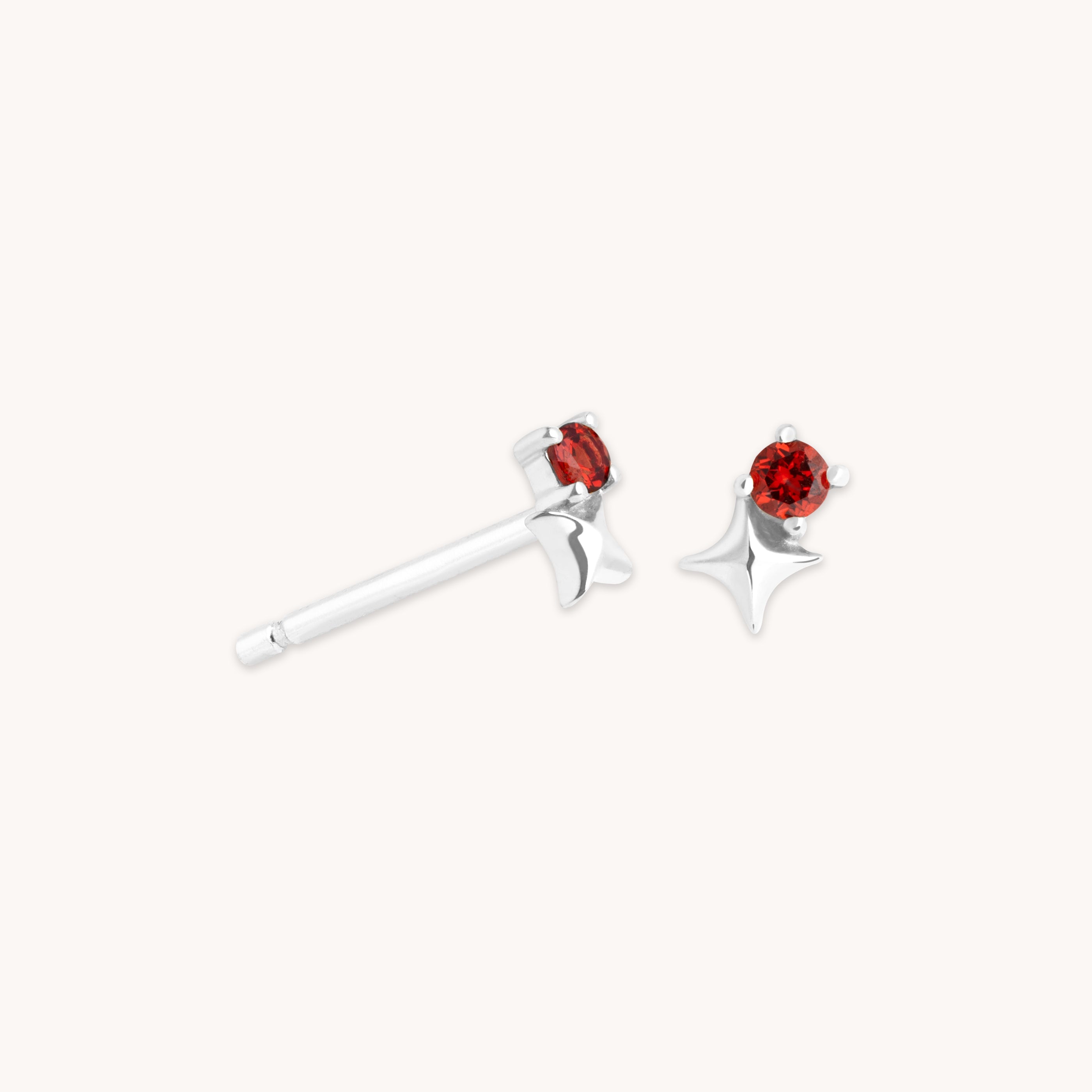 January Birthstone Earrings in Solid White Gold