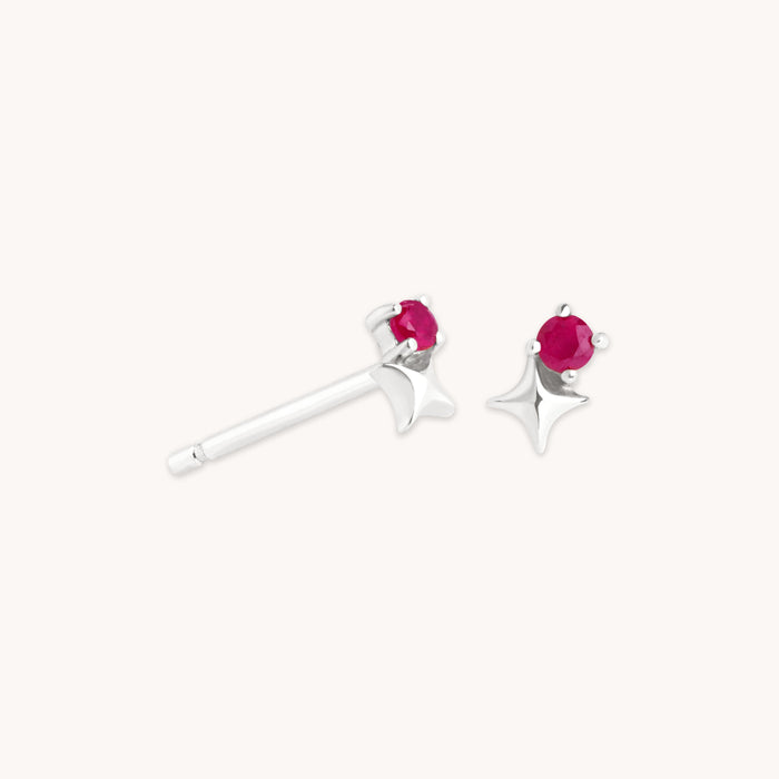 July Birthstone Earrings in Solid White Gold