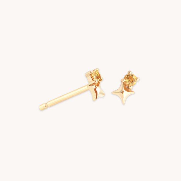 November Citrine Birthstone Earrings in Solid Gold