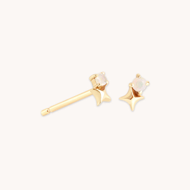 October Opal Birthstone Earrings in Solid Gold