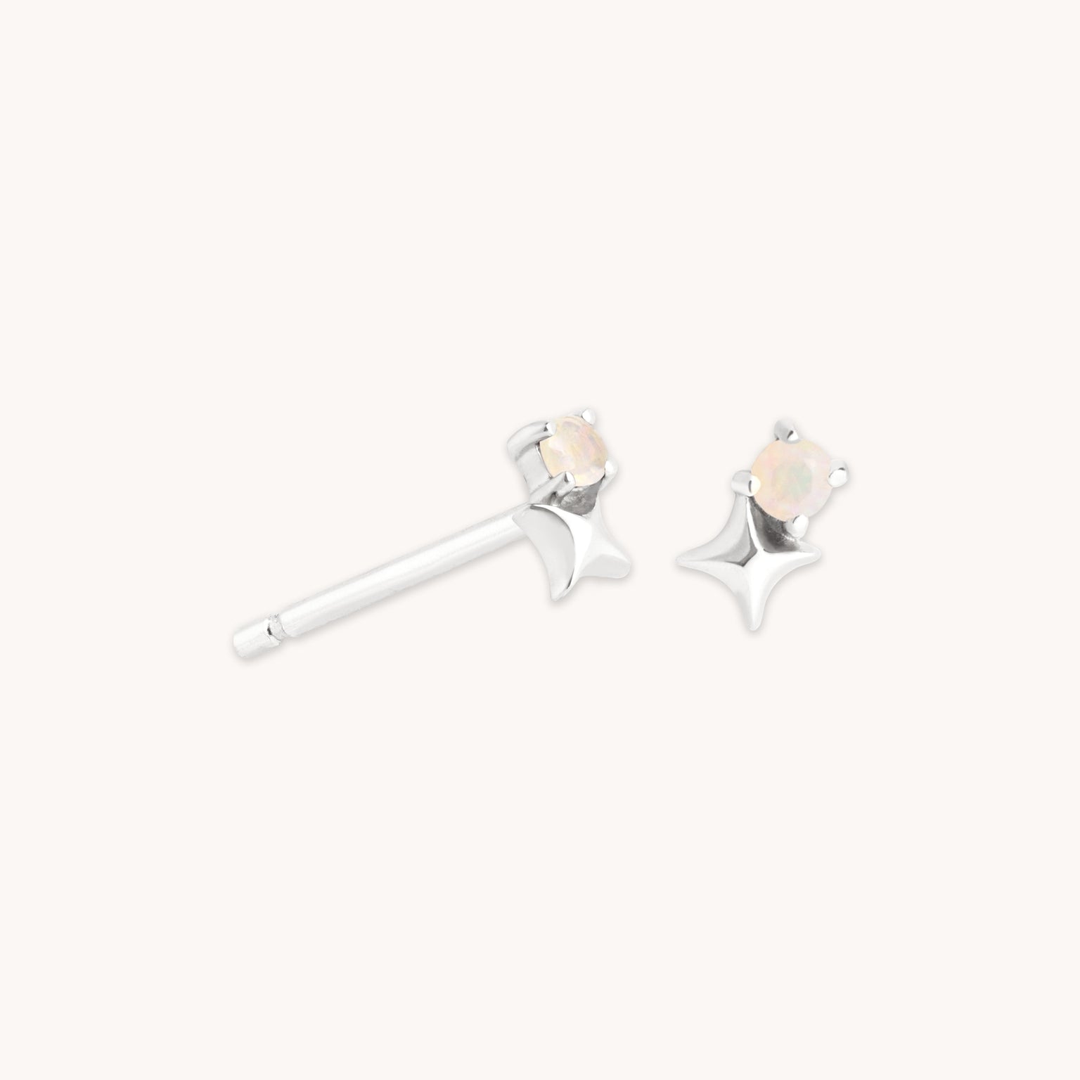 October Birthstone Earrings in Solid White Gold