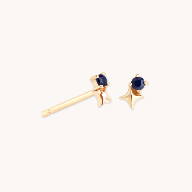 September Sapphire Birthstone Earrings in Solid Gold