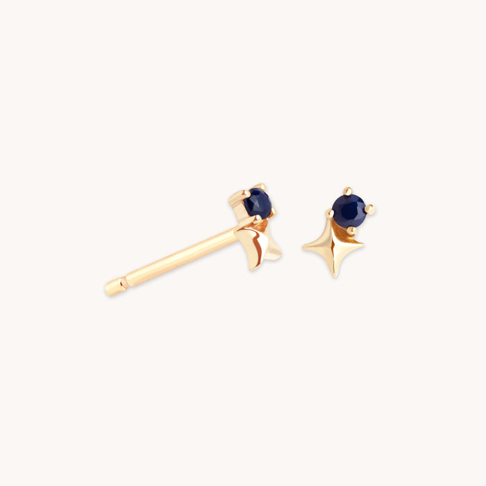September Sapphire Birthstone Earrings in Solid Gold