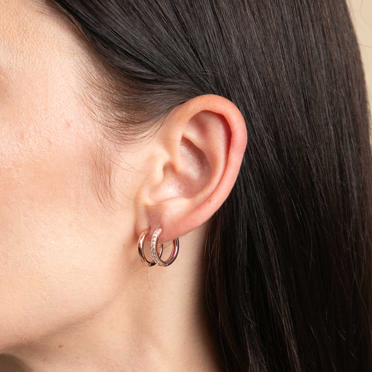 Essential Crystal Small Hoops in Rose Gold