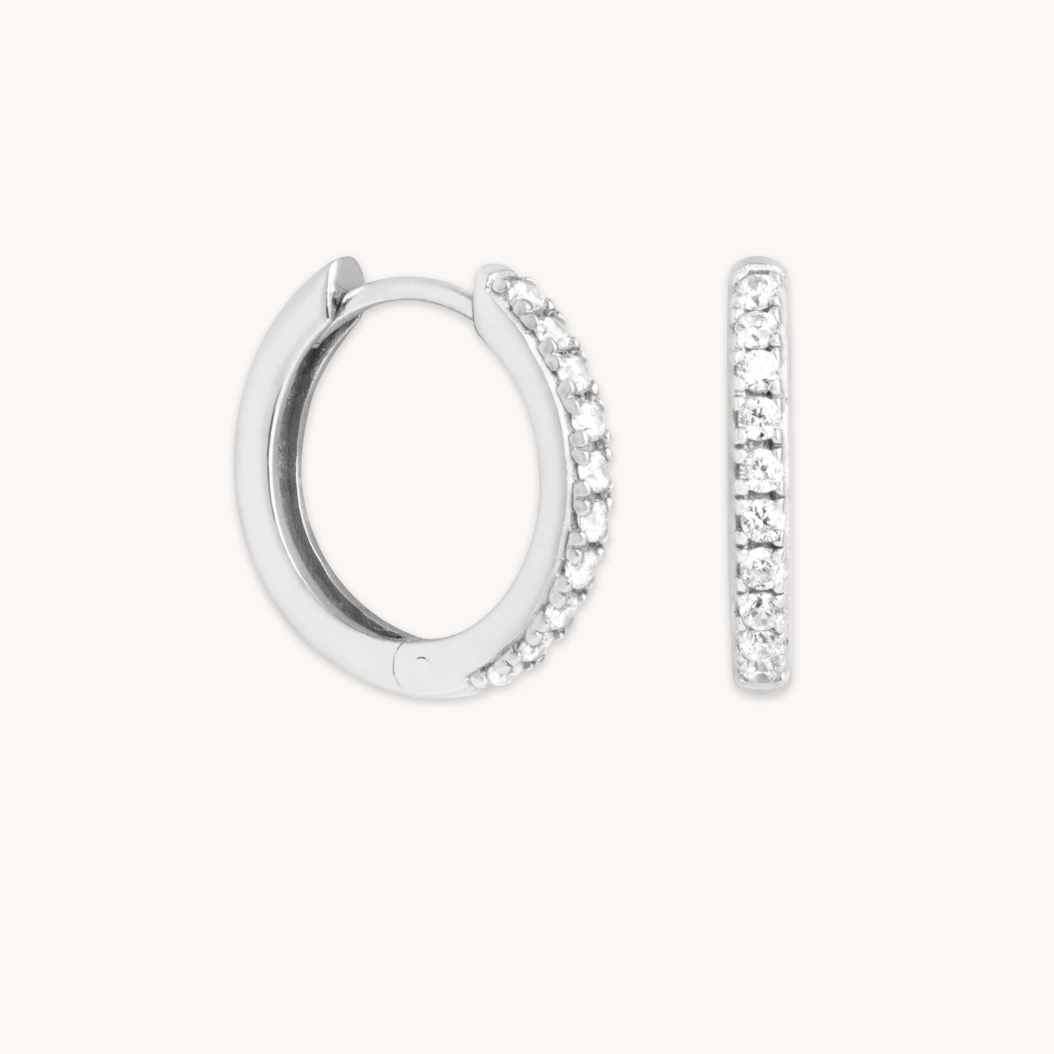 Charm Compatible Hoops - Essential Crystal Small Hoops in Silver - Hoop Earrings - Astrid &amp; Miyu