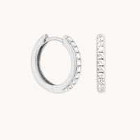 Charm Compatible Hoops - Essential Crystal Small Hoops in Silver - Hoop Earrings - Astrid &amp; Miyu