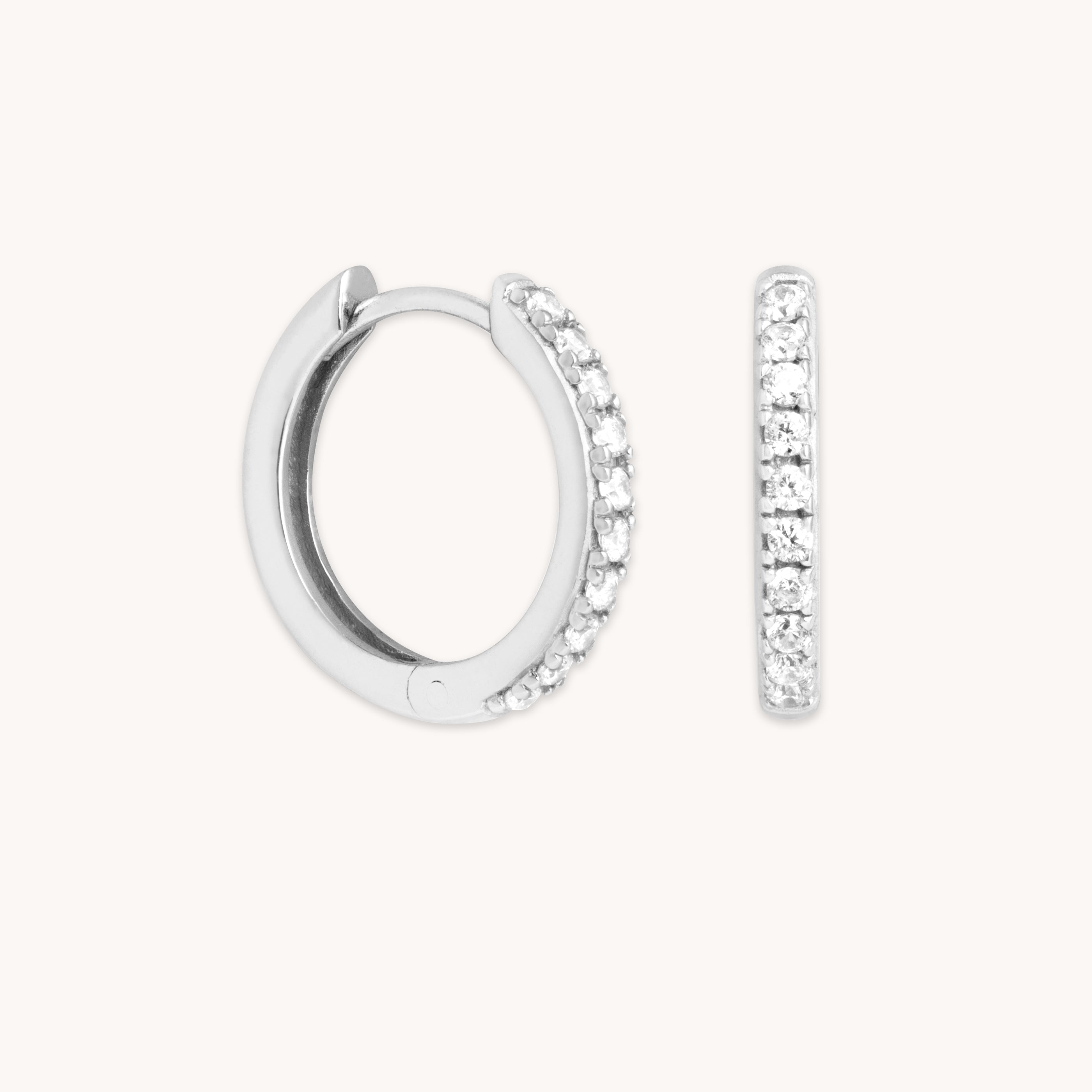 Charm Compatible Hoops - Essential Crystal Small Hoops in Silver - Hoop Earrings - Astrid &amp; Miyu