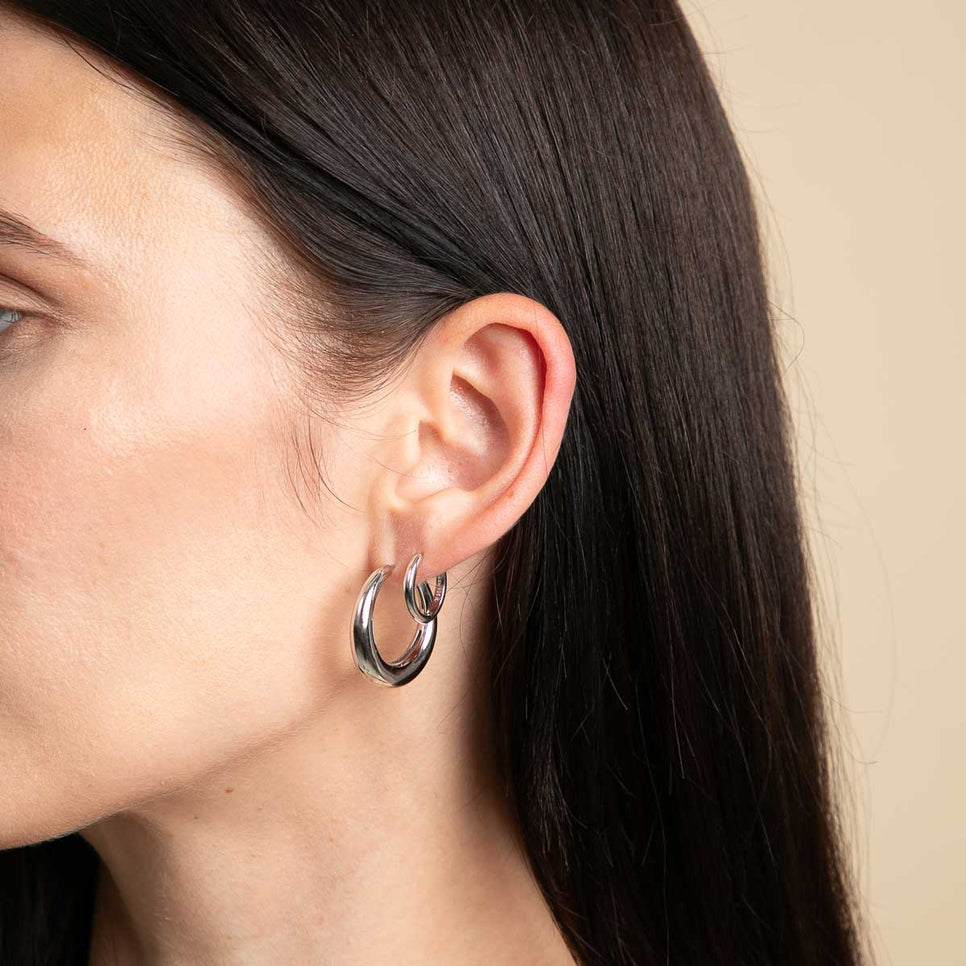 Charm Compatible Hoops - Essential Small Hoops in Silver - Hoop Earrings - Astrid &amp; Miyu