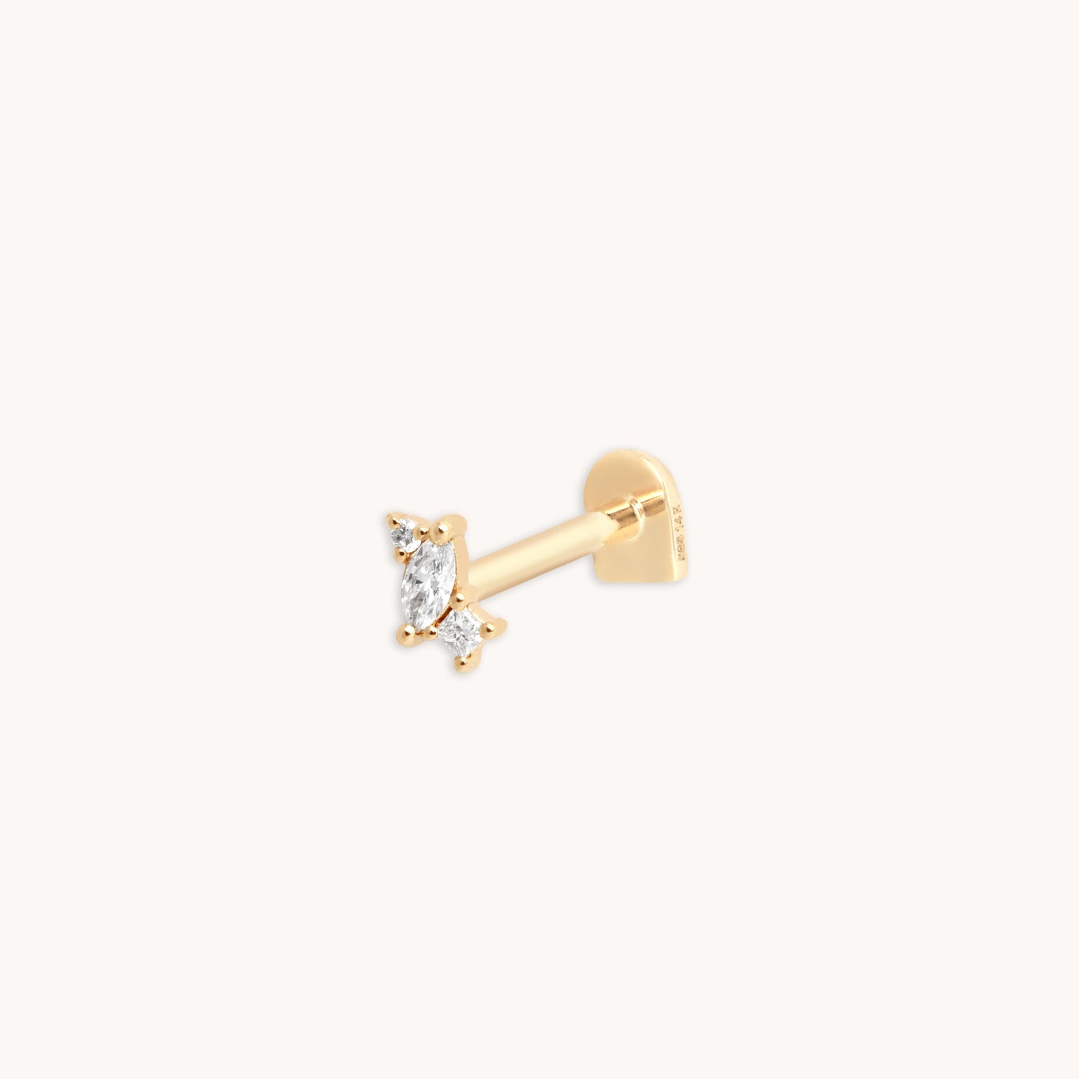 Diamond Marquise Cluster Piercing Stud in Solid Gold