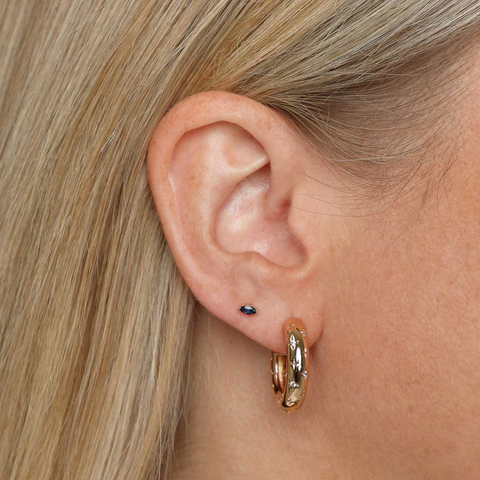 Sapphire Marquise Piercing Stud in Solid Gold